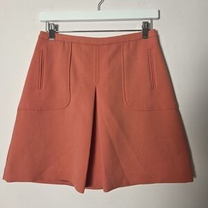 Maeve Anthropologie Coral A-Line Skirt Polka Dot Lined Retro Mod Size 4